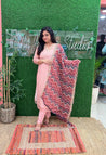 Russian Silk Peach Embroidered Pant Set - The Jaipur Studio