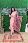 Russian Silk Peach Embroidered Pant Set - The Jaipur Studio