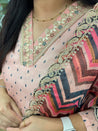 Russian Silk Peach Embroidered Pant Set - The Jaipur Studio