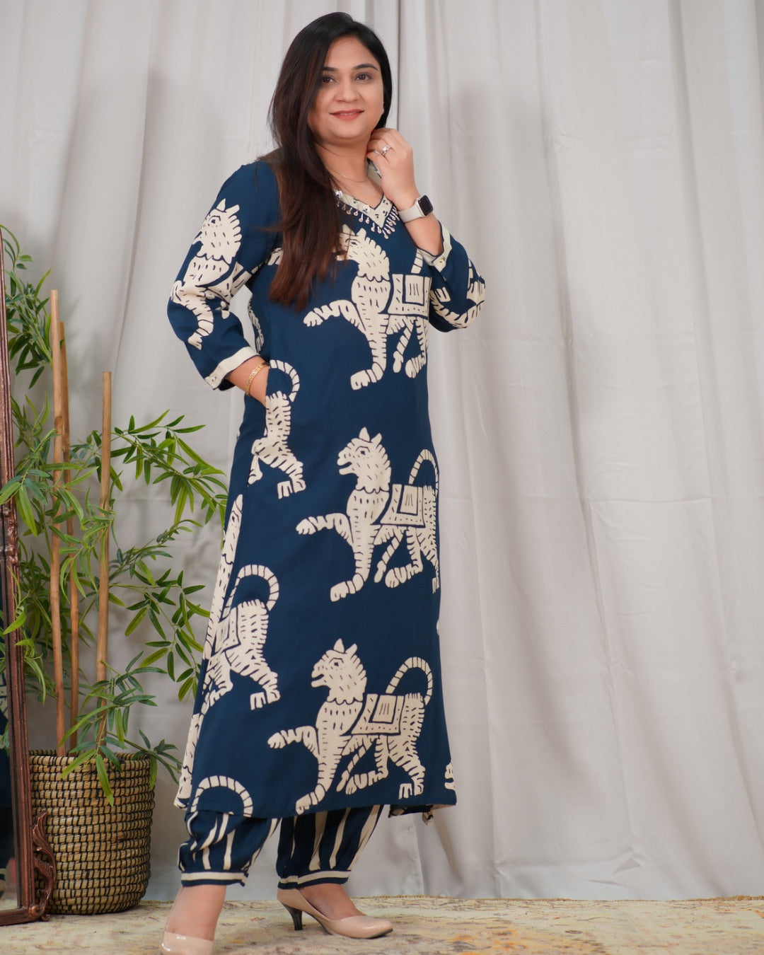 Rayon Bold Print Afgani Set - The Jaipur Studio