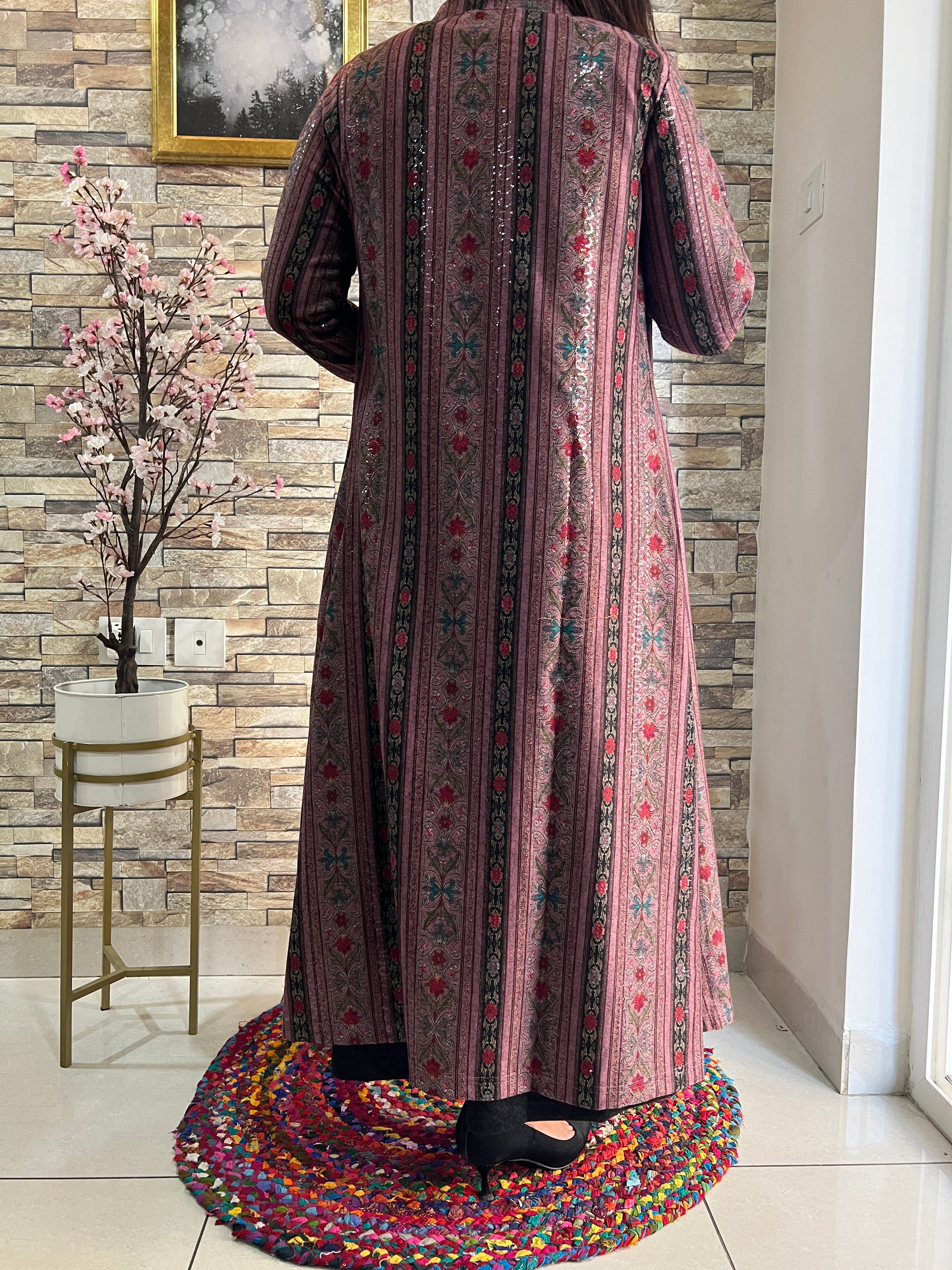 Woollen long Dress with Detachable Long Shrug