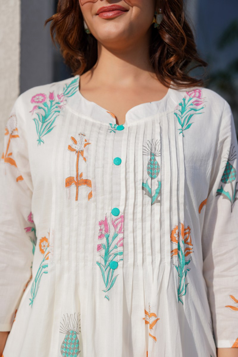 Ayaat Cotton Floral A-line Pant Set - The Jaipur Studio