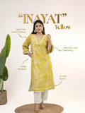 Inayat Yellow Cotton Lace Deatialed A-line Kurta Set