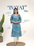 Inayat Blue Cotton Lace Deatialed A-line Kurta Set