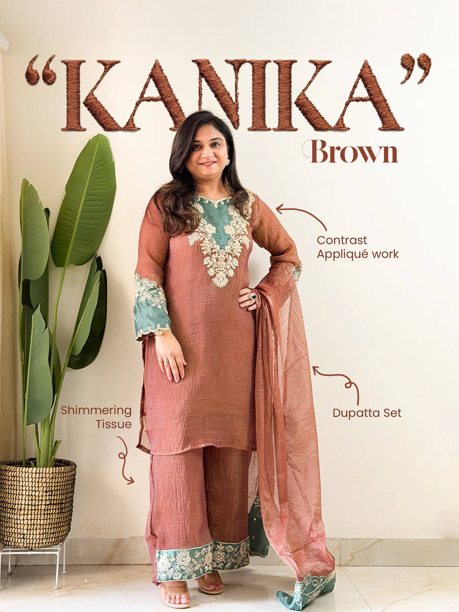 Kanika Shimmer Tissue Applique Detailed Dupatta Set - The Jaipur Studio