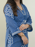 Srisha Blue Cotton Bandhani Leheriya Dupatta Set
