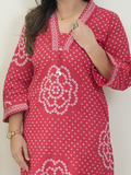 Srisha Pink Cotton Bandhani Leheriya Dupatta Set