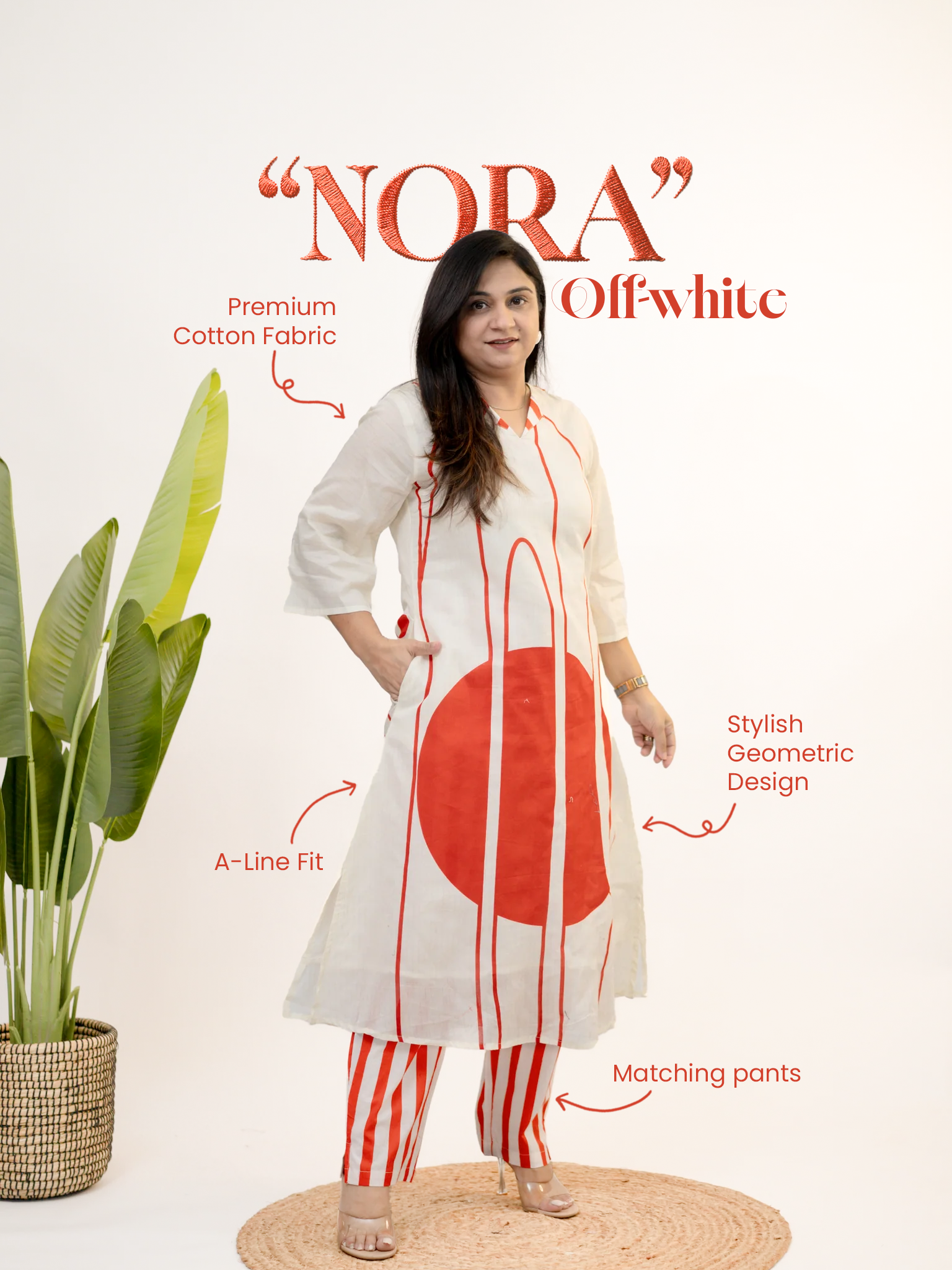 Nora Cotton Geometric A-line Coord Set