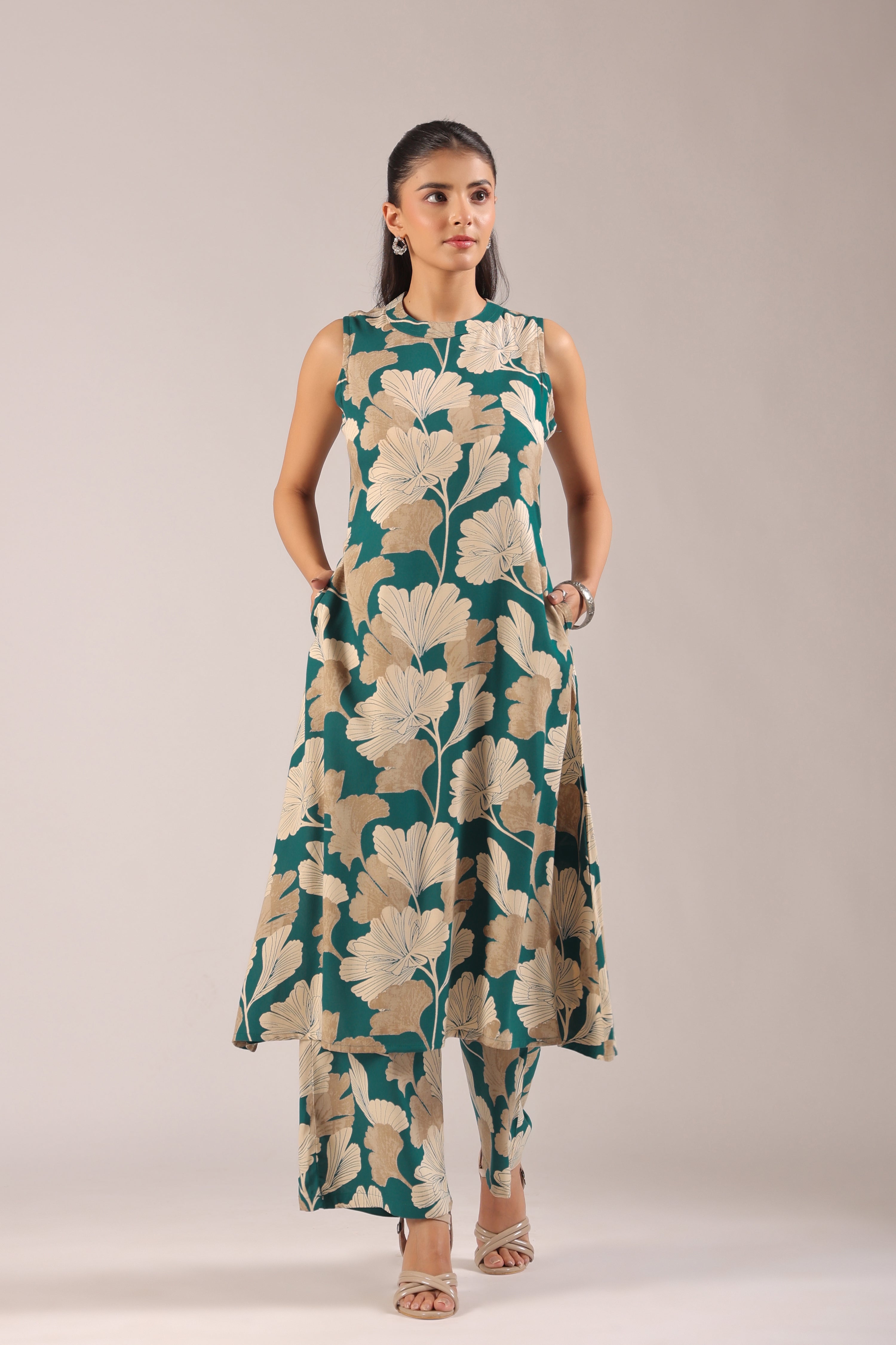 Hita Rayon Floral Print A-line Coord Set