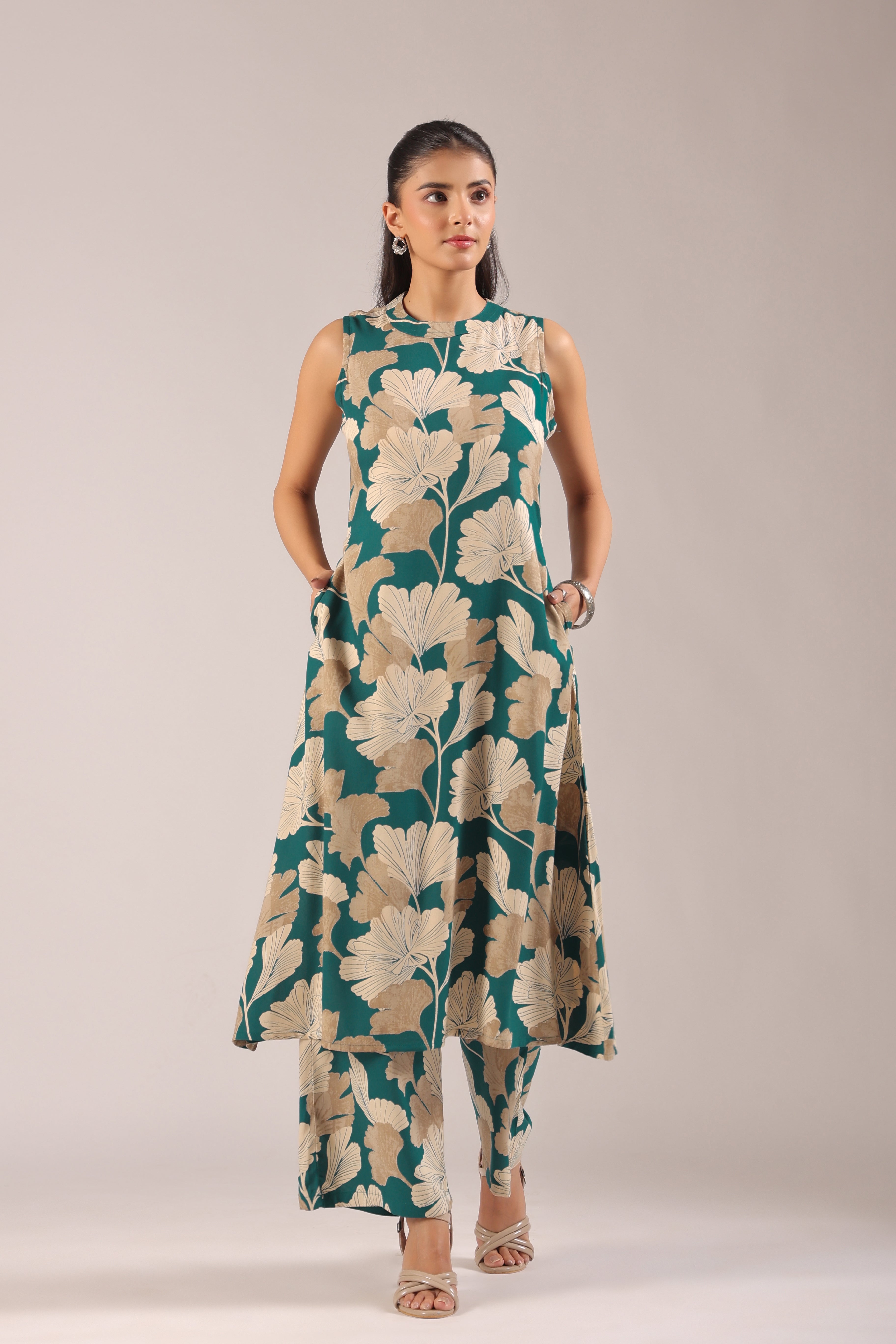 Hita Rayon Floral Print A-line Coord Set - The Jaipur Studio
