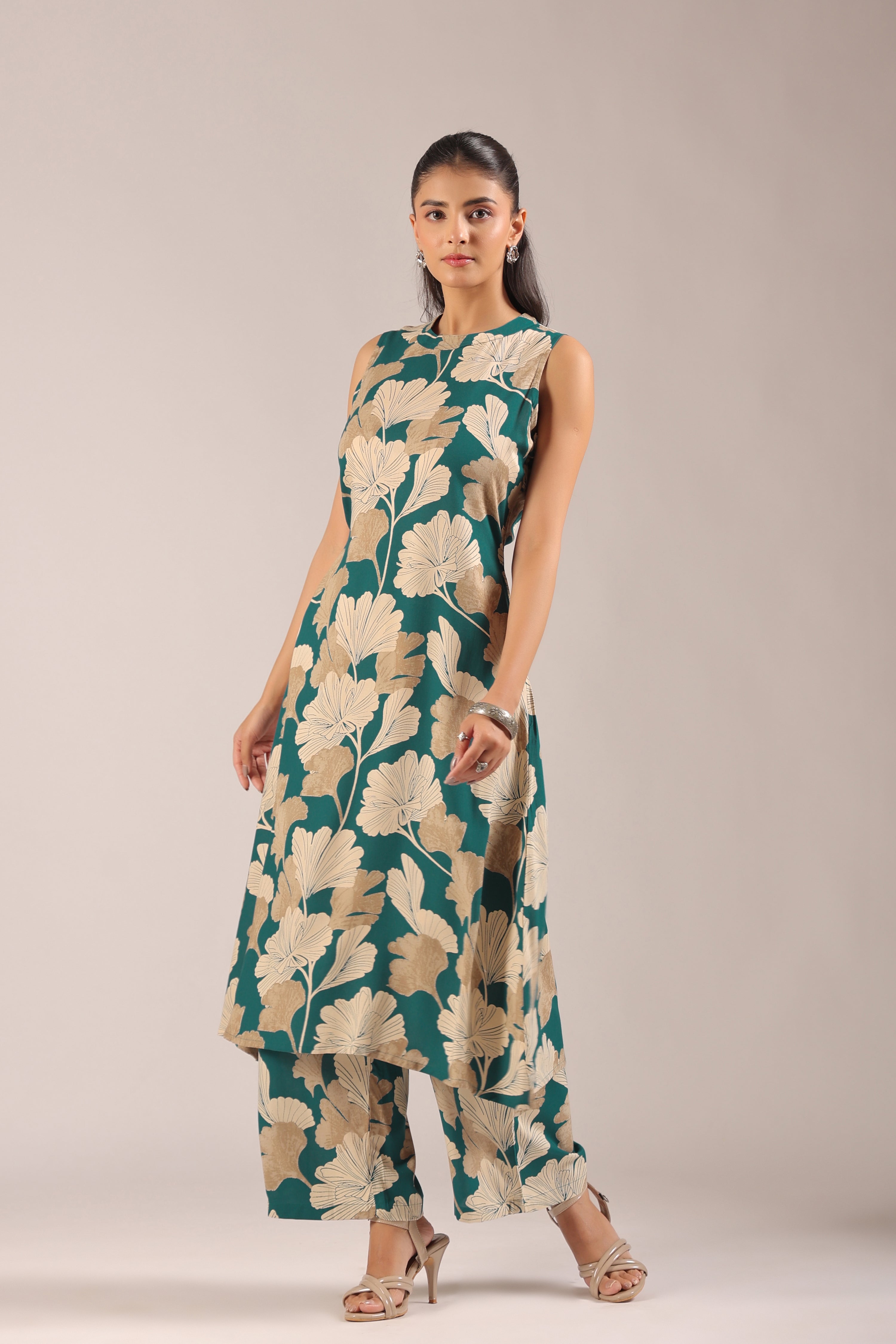 Hita Rayon Floral Print A-line Coord Set