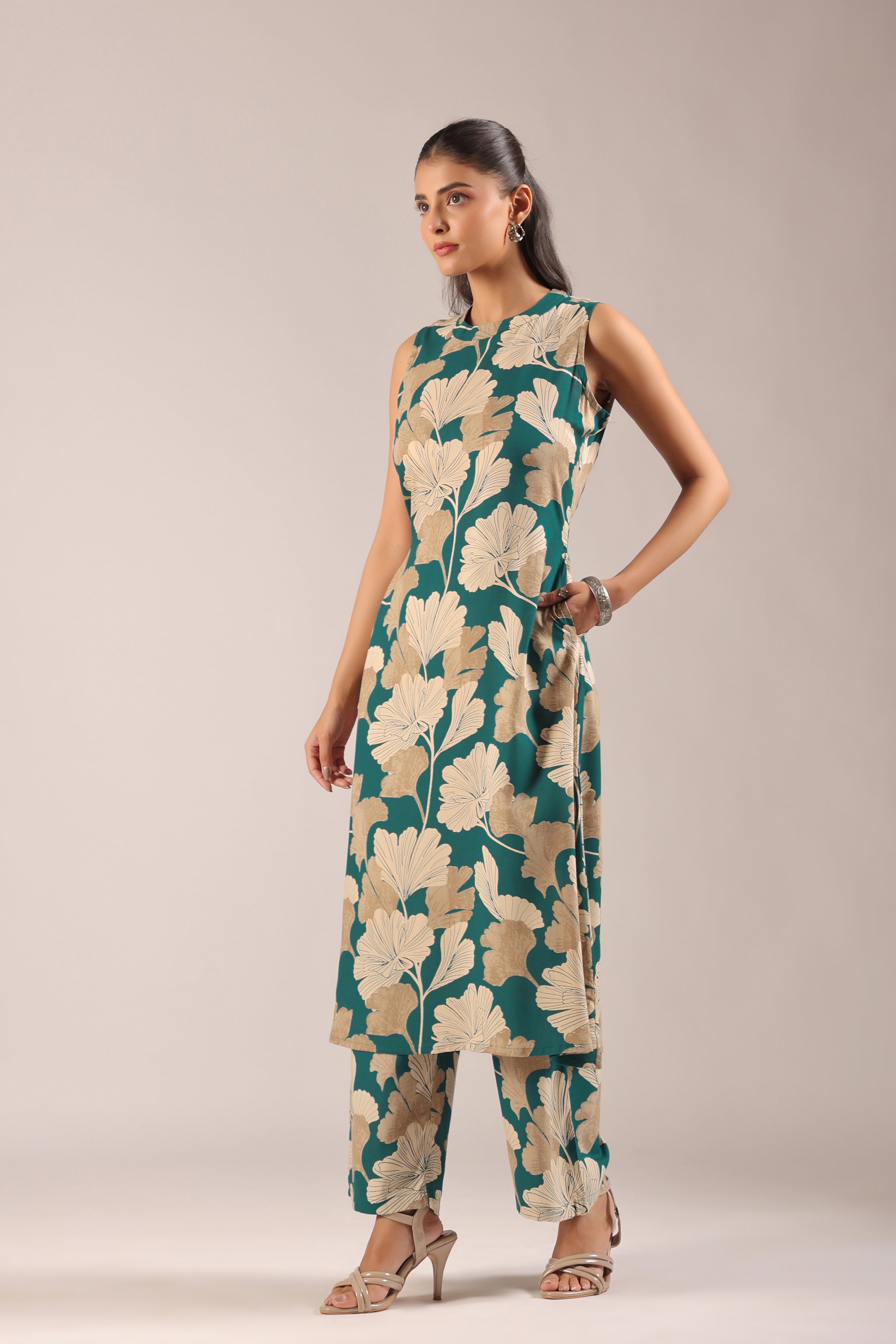 Hita Rayon Floral Print A-line Coord Set