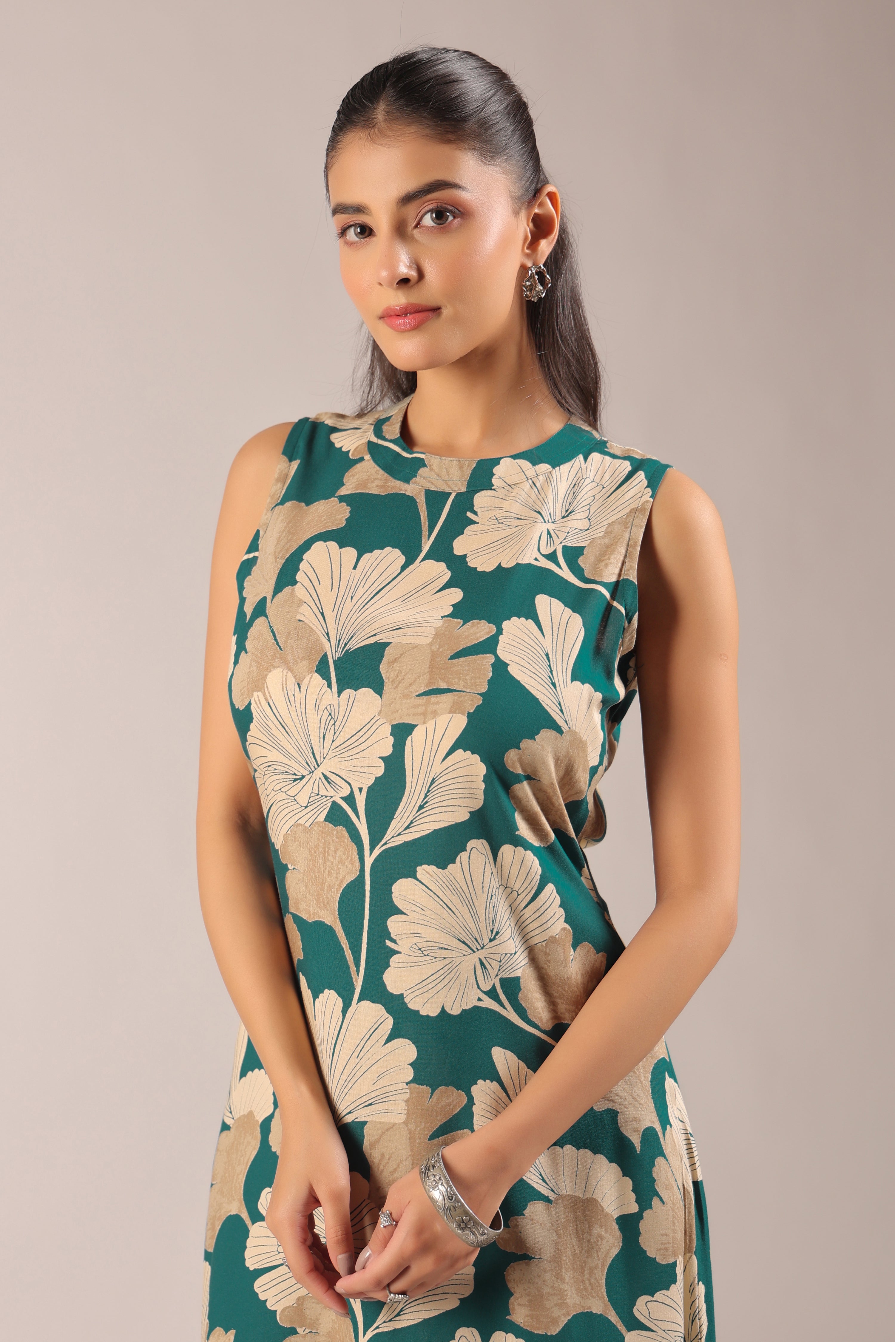 Hita Rayon Floral Print A-line Coord Set