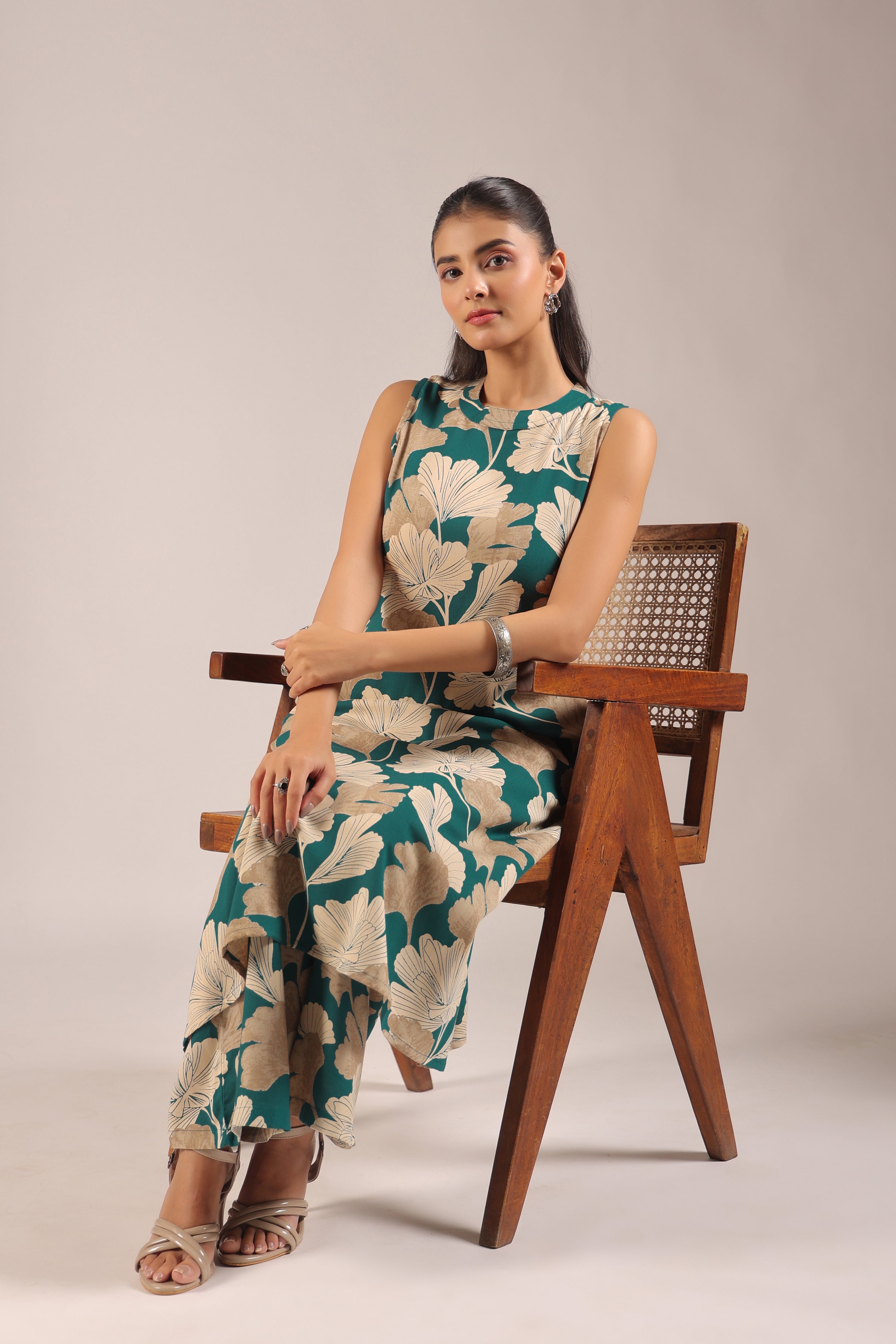 Hita Rayon Floral Print A-line Coord Set