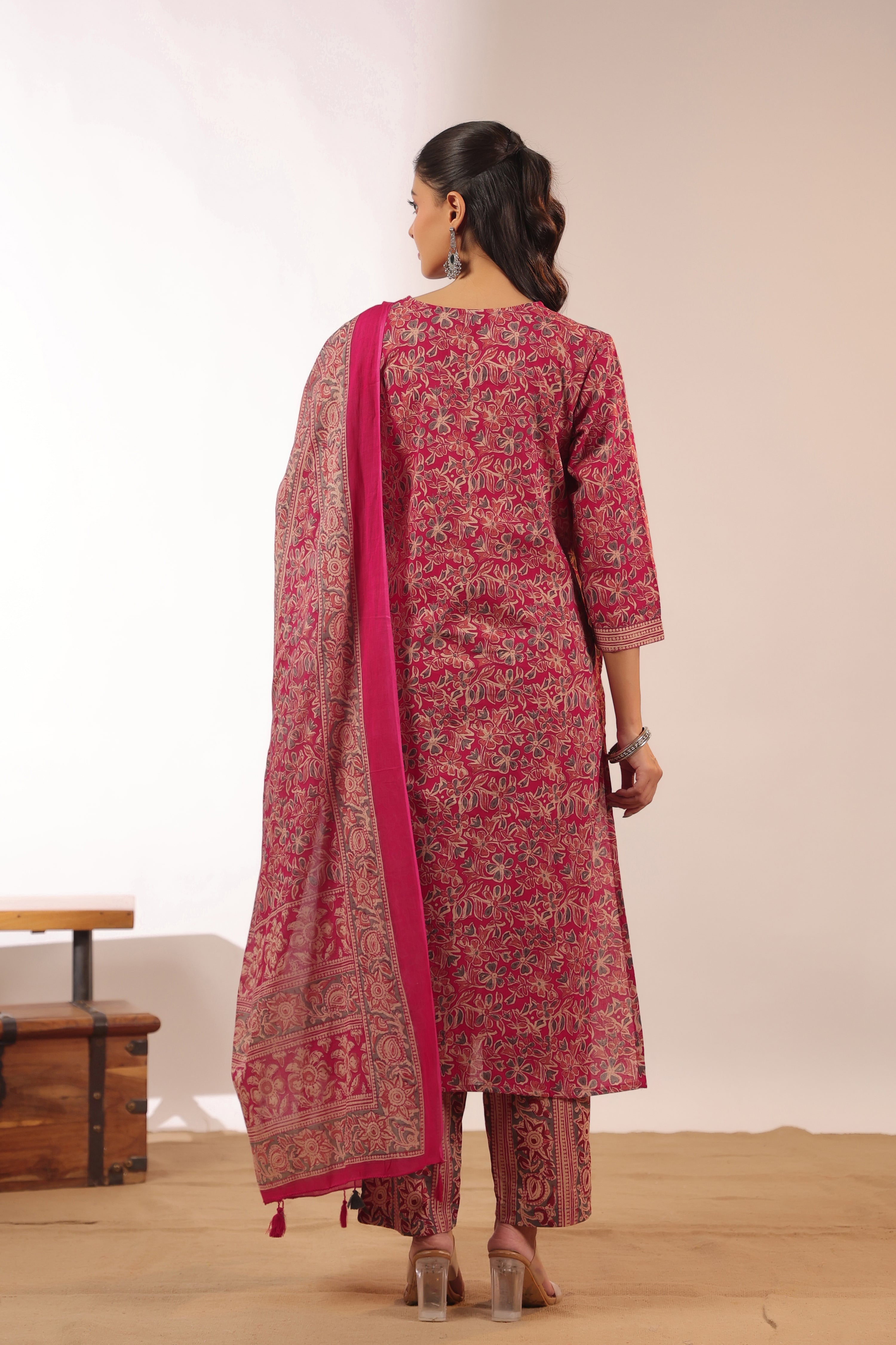 Chavvi  KalamKari Cotton HandEmbroidered Pant Set