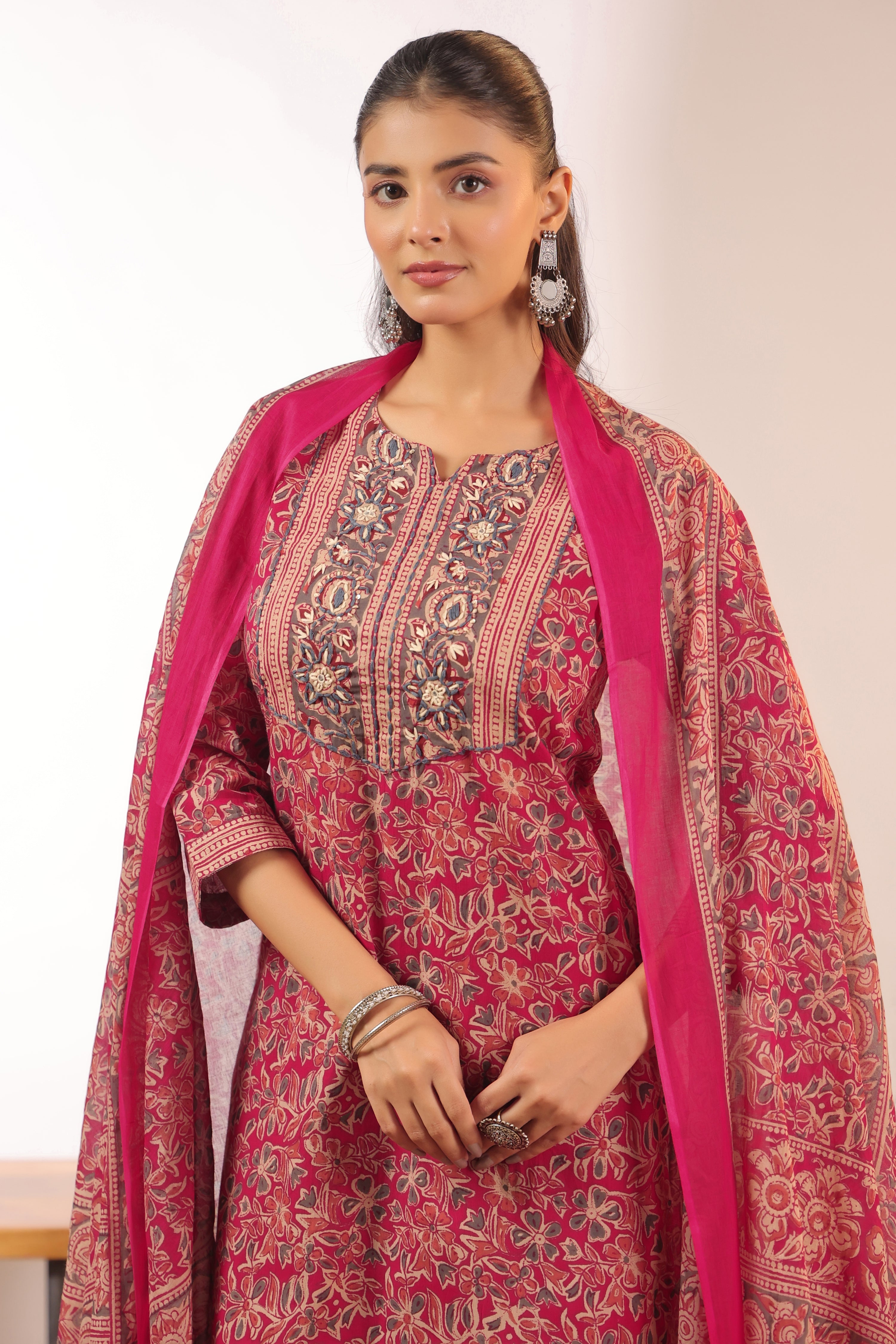 Chavvi  KalamKari Cotton HandEmbroidered Pant Set