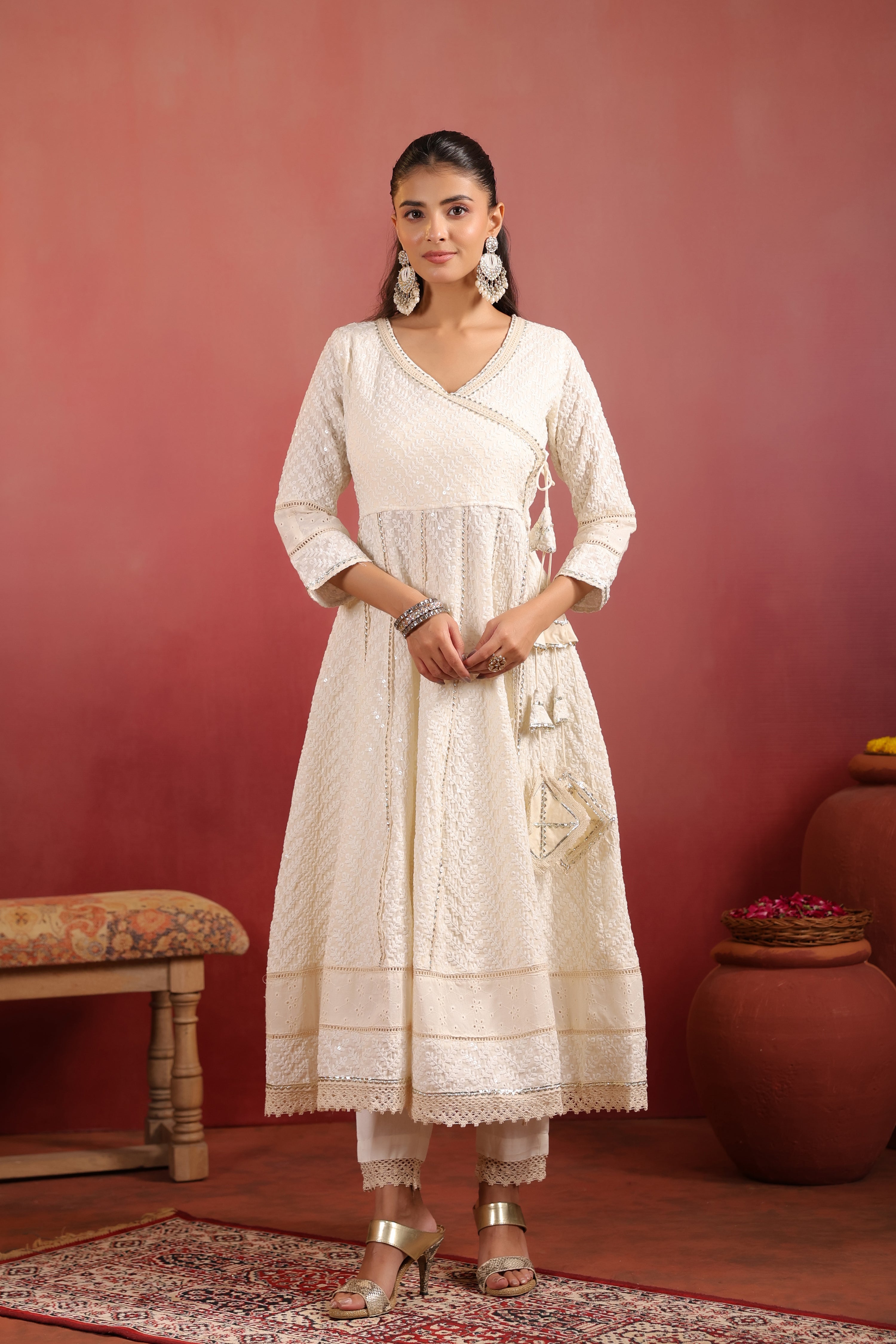 Ada Cotton Sciffili Embroidered Anarkali Set