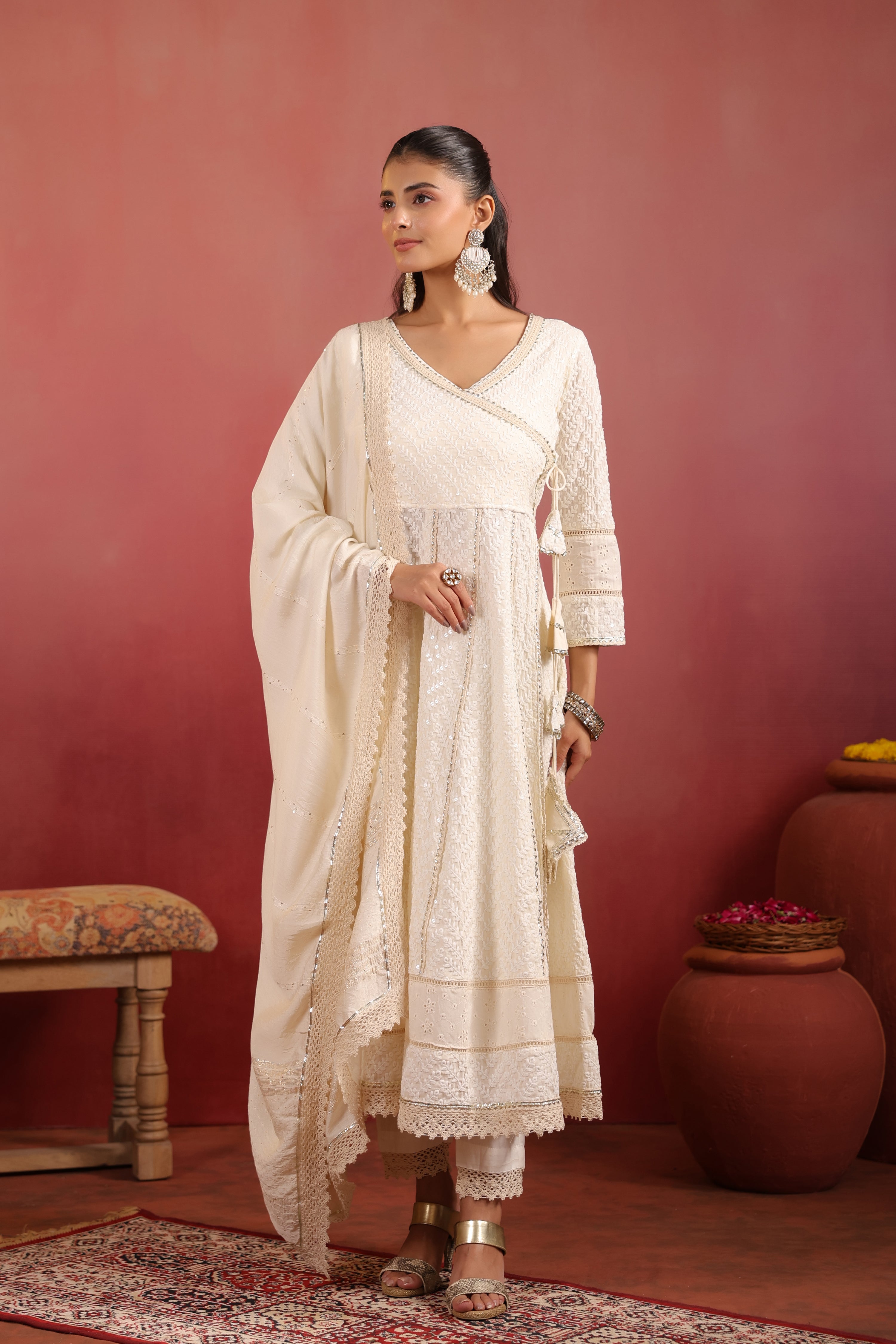 Ada Cotton Sciffili Embroidered Anarkali Set