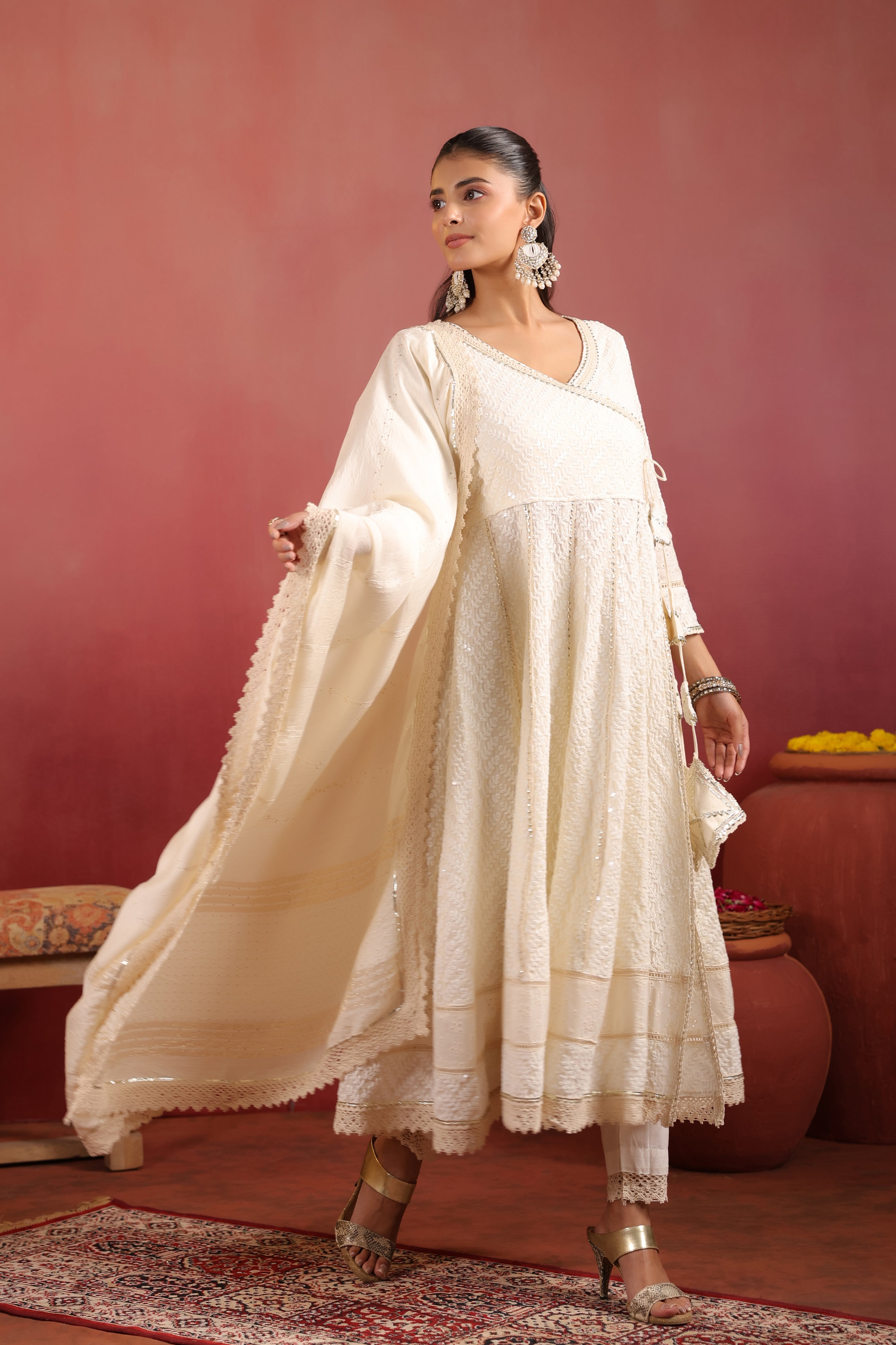 Ada Cotton Sciffili Embroidered Anarkali Set