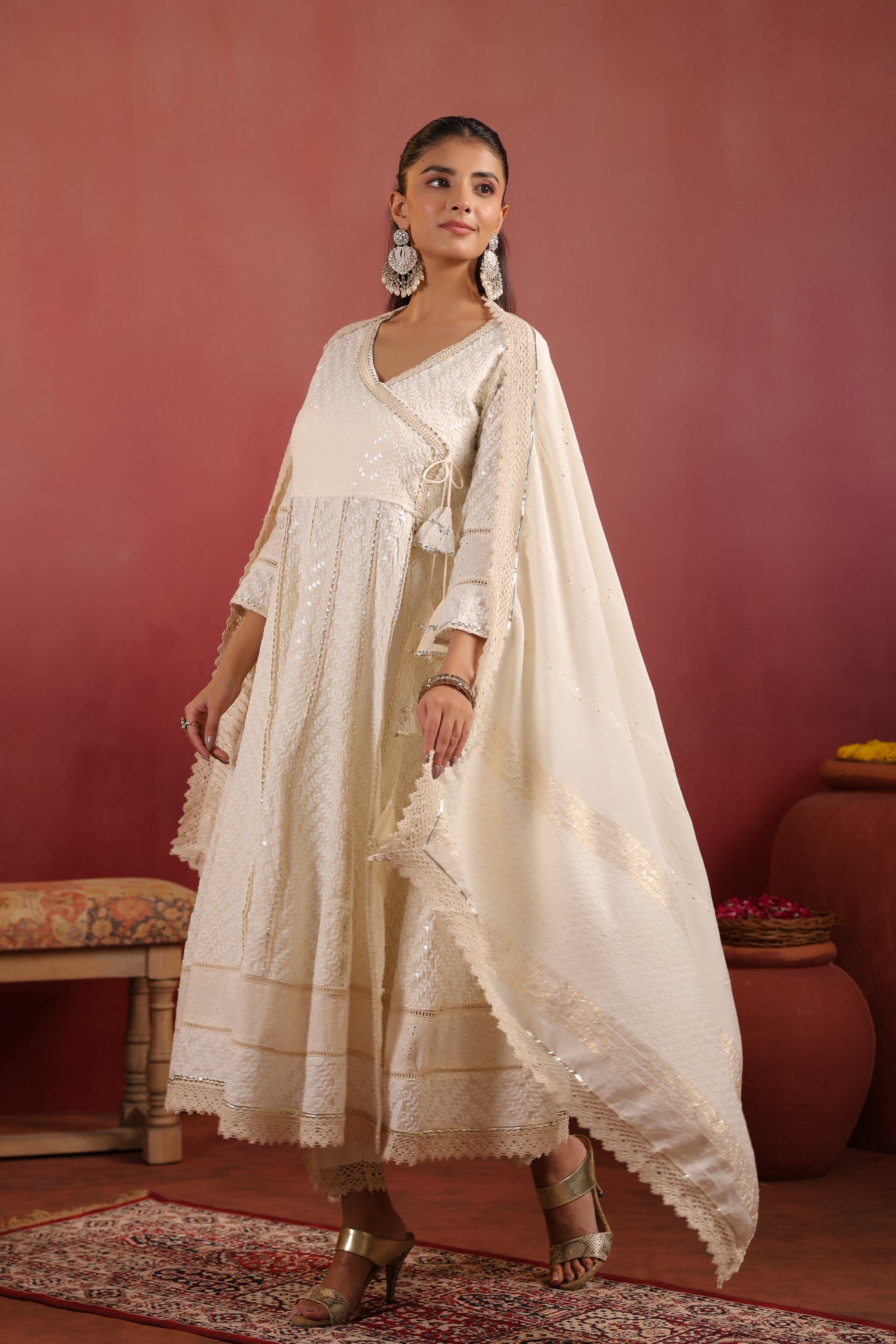 Ada Cotton Sciffili Embroidered Anarkali Set