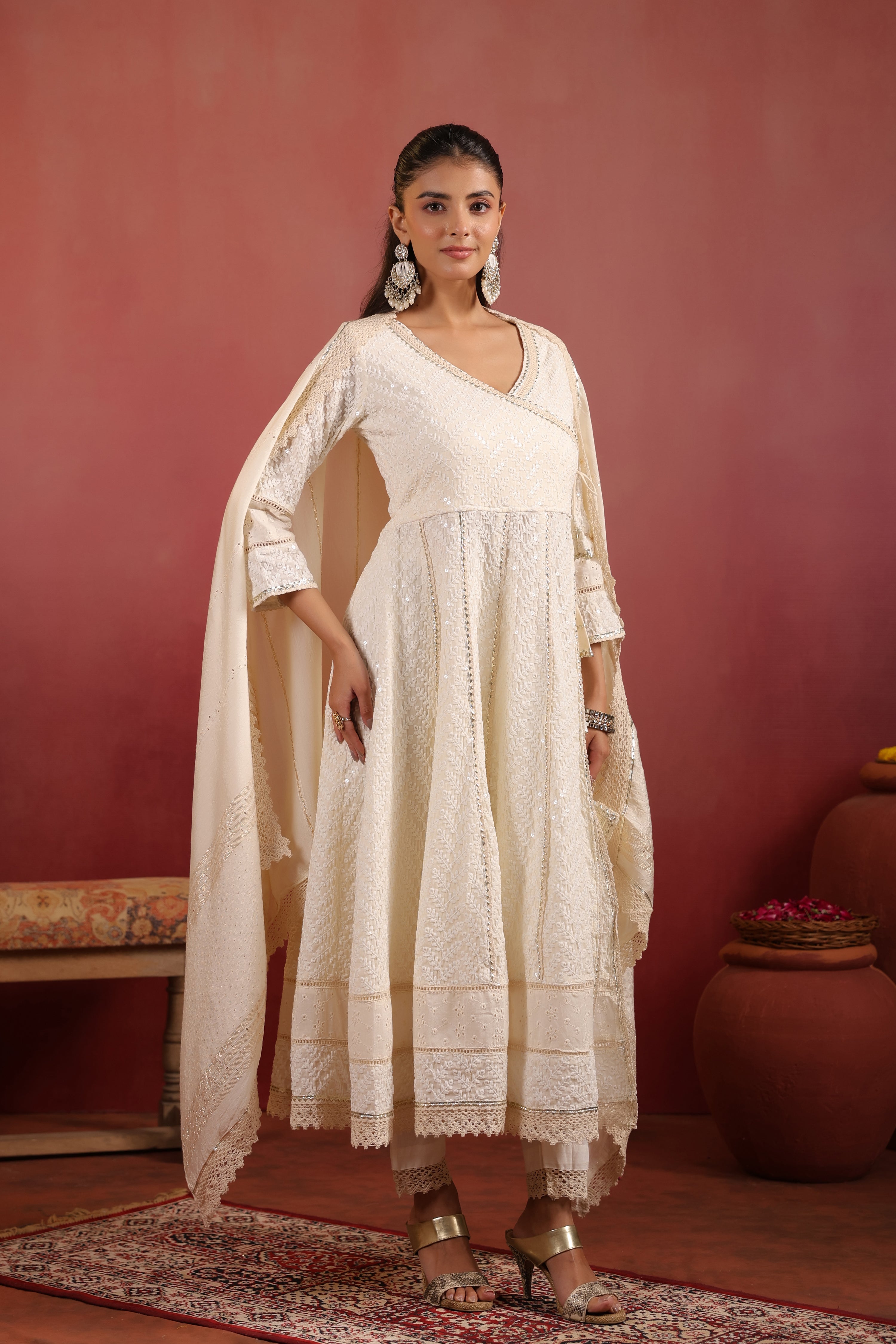 Ada Cotton Sciffili Embroidered Anarkali Set