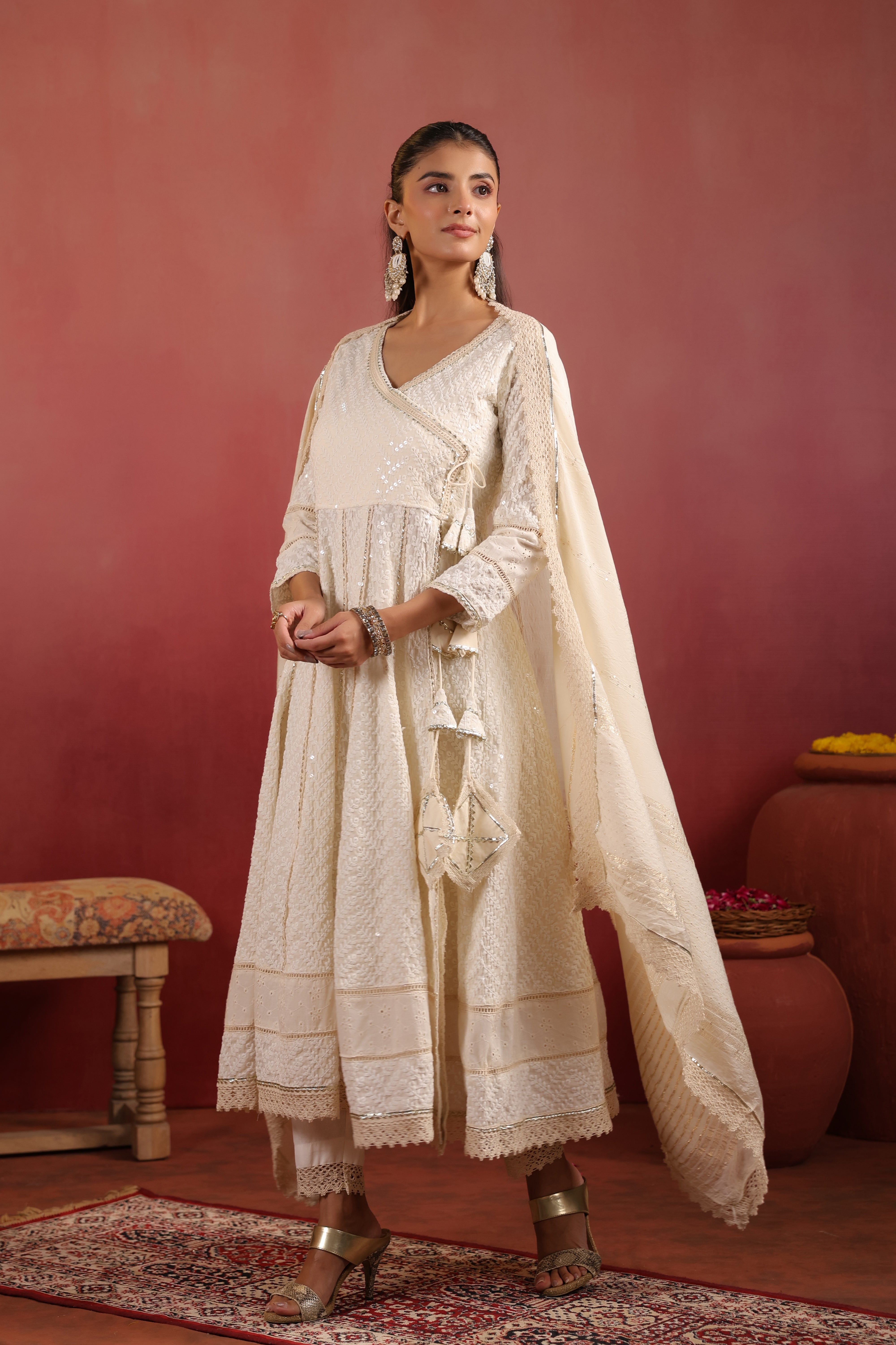 Ada Cotton Sciffili Embroidered Anarkali Set - The Jaipur Studio