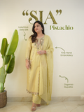 Sia Pistachio Green Silk Festive Hand Embroidered Pant Set