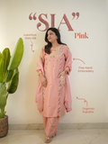 Sia Pink Silk Festive HandEmbroidered Pant Set