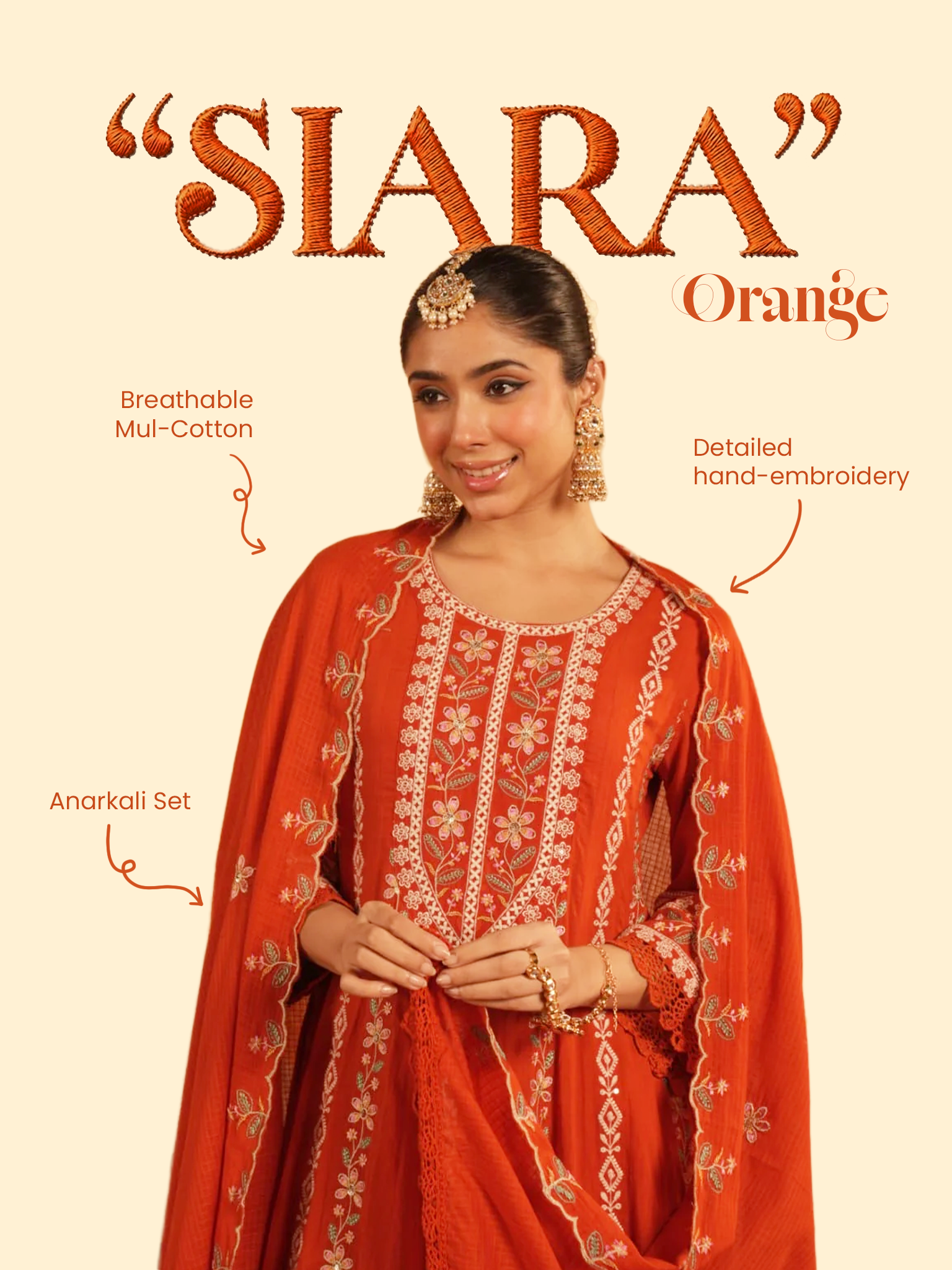 Siara Mul Cotton Embroidered Anarkali Set - The Jaipur Studio