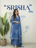Srisha Blue Cotton Bandhani Leheriya Dupatta Set