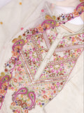Atika Beige Tissue MultiColor Embroidered Dupatta Set
