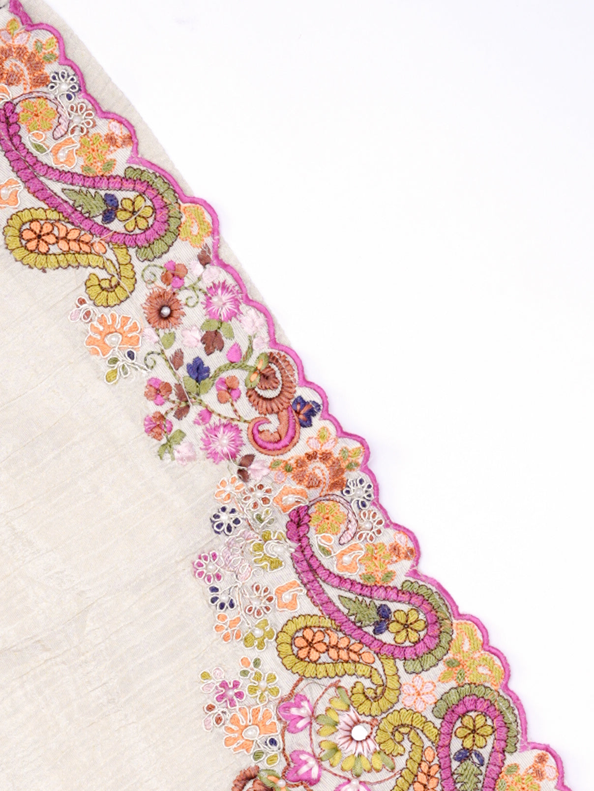 Atika Beige Tissue MultiColor Embroidered Dupatta Set