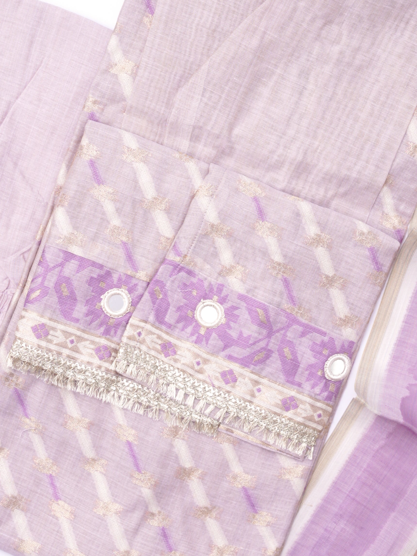 Bahia Lavender Jamdani Embroidered Straight Dupatta Set