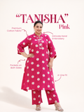 Tanisha Pink Polka Embroidered A-line Kurta Set