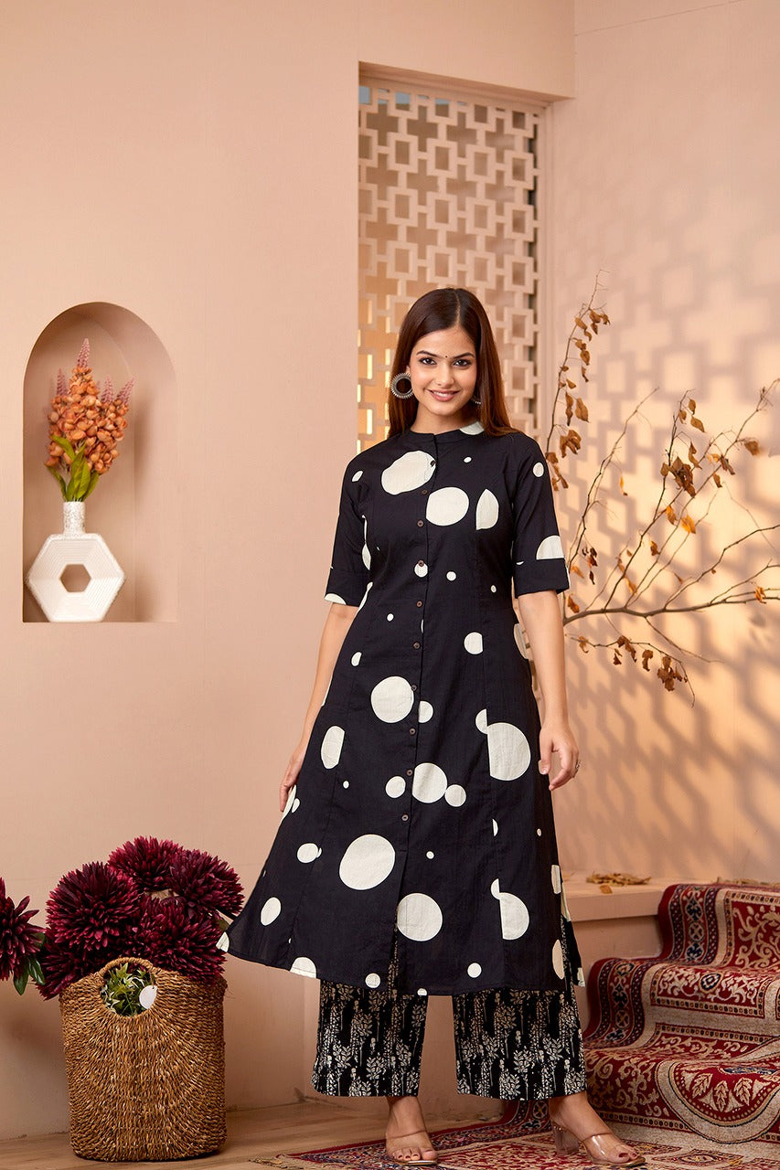 Polka Print Cotton A-Line Coord Set