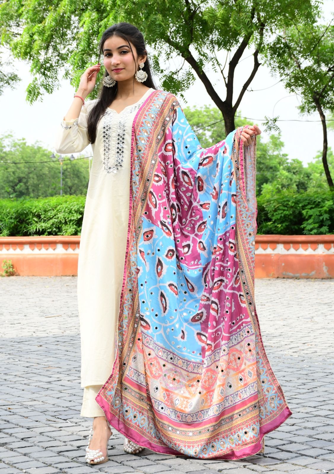 Cream Dupatta set - The Jaipur Studio