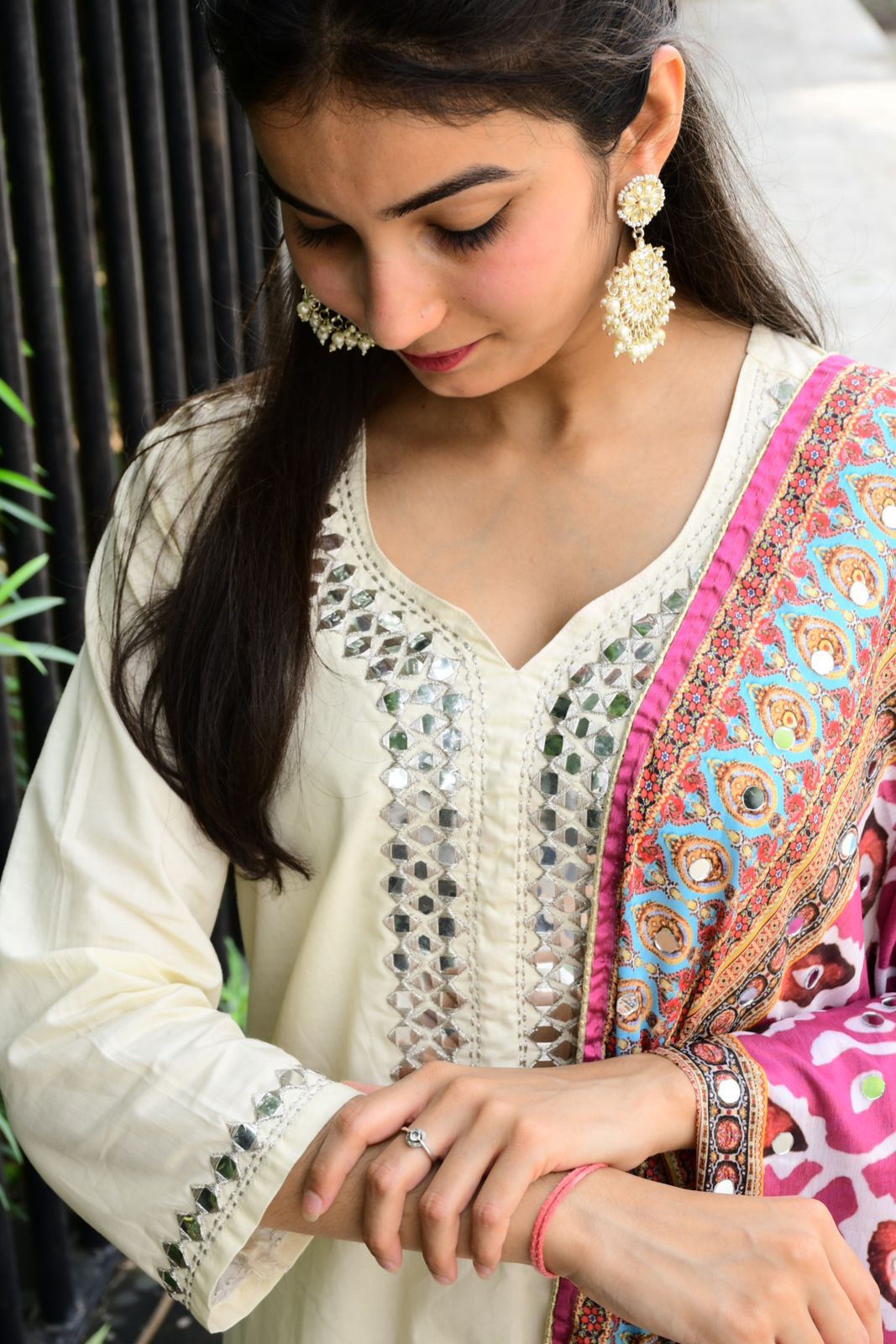 Cream Dupatta set - The Jaipur Studio