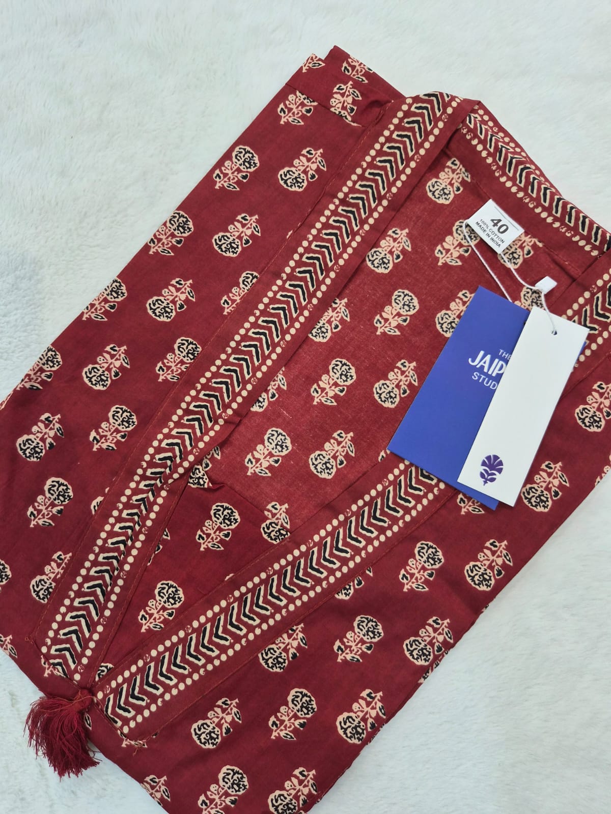 Red Ajrakh Casual Cotton Straight Kurta