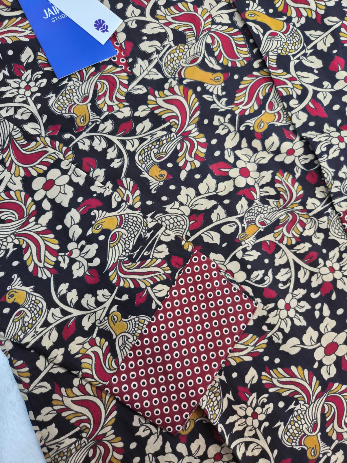 Black Kalamkari Casual Cotton Straight Kurta - The Jaipur Studio