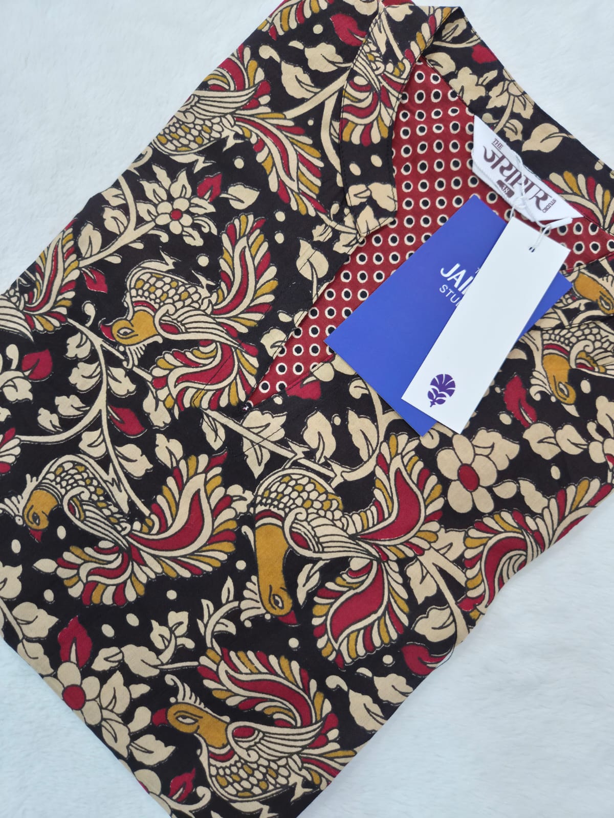 Black Kalamkari Casual Cotton Straight Kurta - The Jaipur Studio