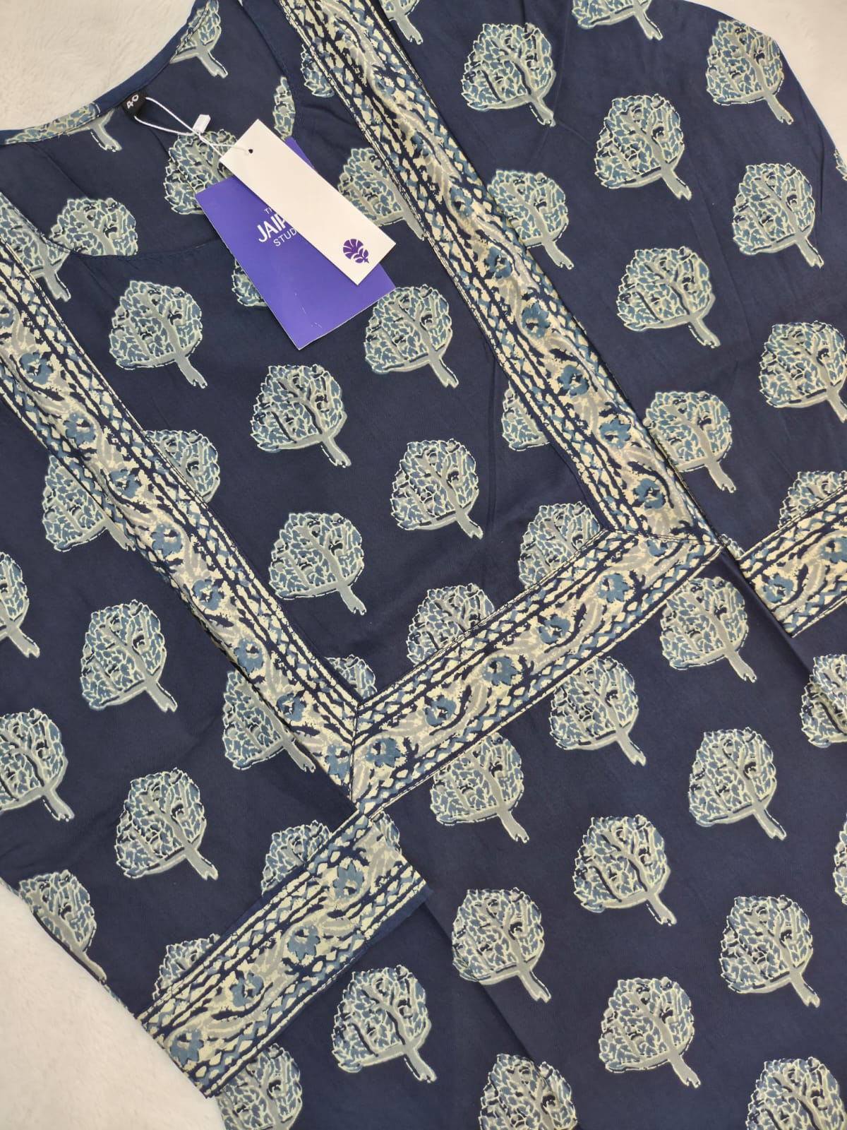 Indigo Blue Casual Cotton Straight Kurta - The Jaipur Studio