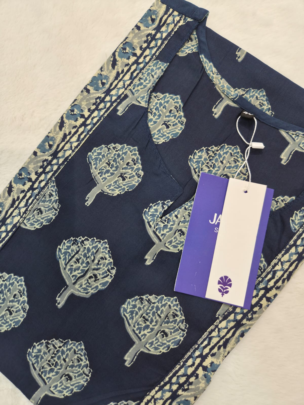 Indigo Blue Casual Cotton Straight Kurta - The Jaipur Studio