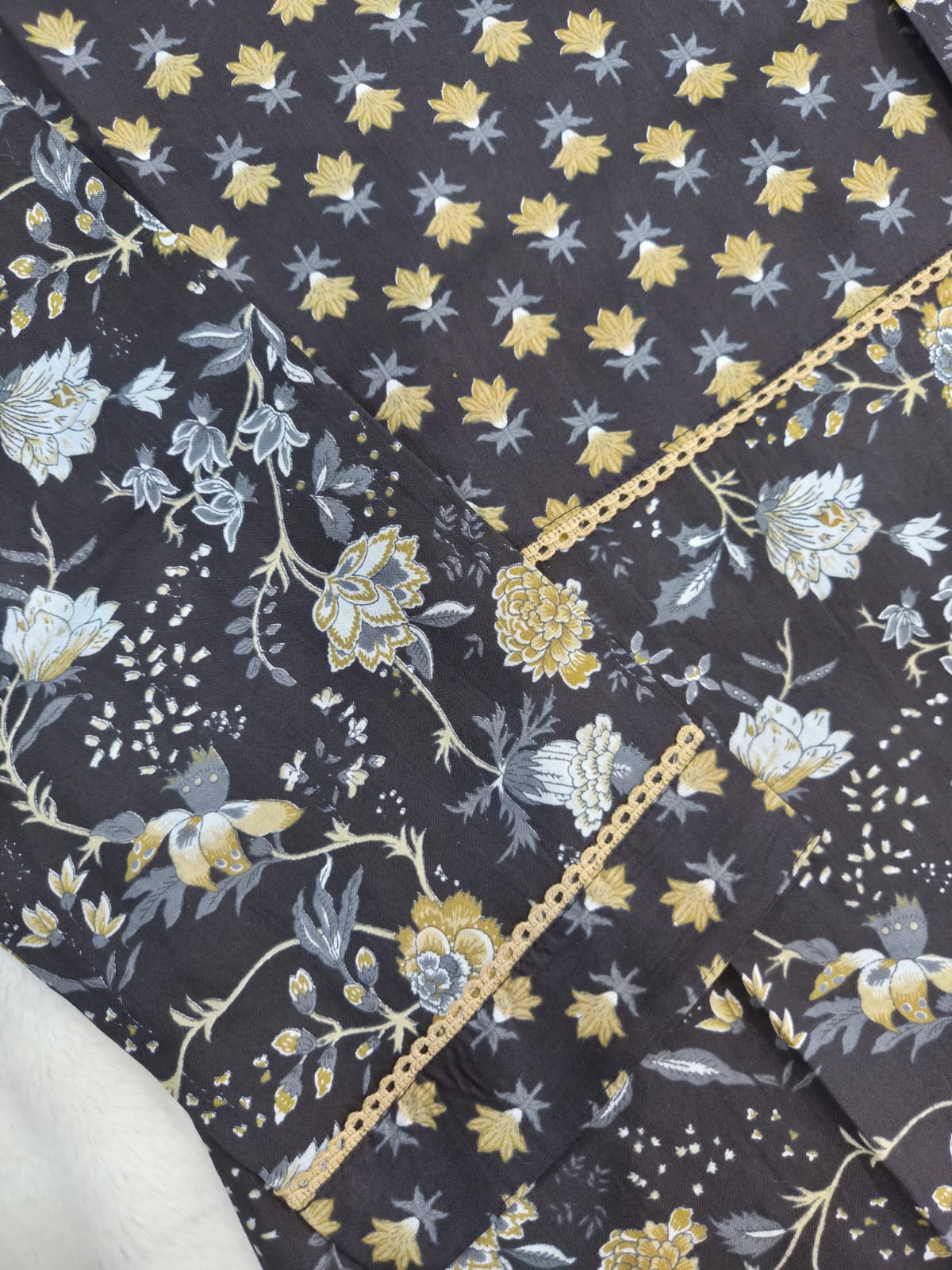 Black Floral Casual Cotton Straight Kurta - The Jaipur Studio