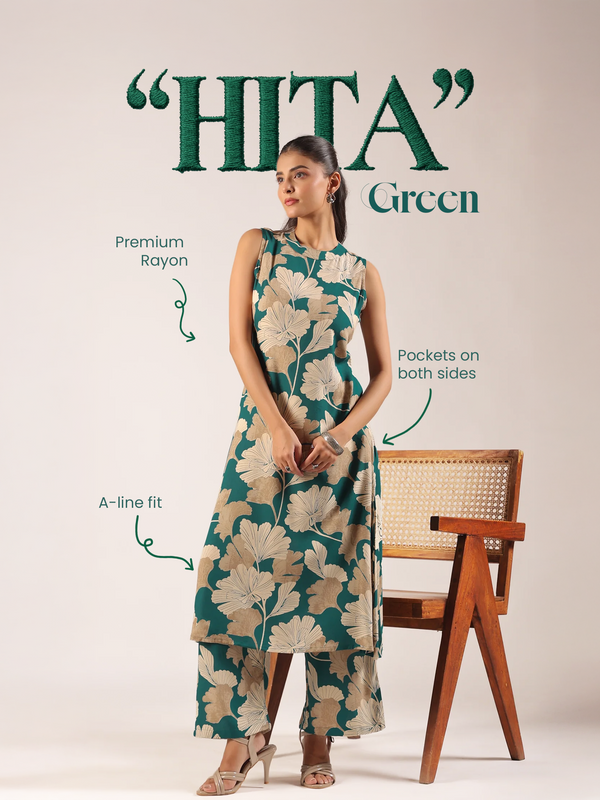 Hita Rayon Floral Print A-line Coord Set
