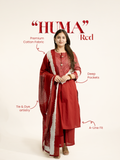 Huma Red Cotton Tie and Dye Straight Dupatta Set