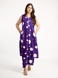 Laila Purple Polka Rayon A-line Coord Set