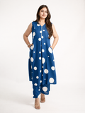 Laila Blue Polka Rayon A-line Coord Set