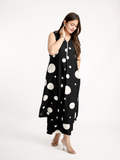 Laila Black Polka Rayon A-line Coord Set