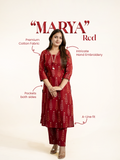 Marya Red Cotton Ikkat Straight Kurta Set