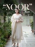 Noor Asymmetric Shimmer Tissue  HandEmbroidered Pant Set